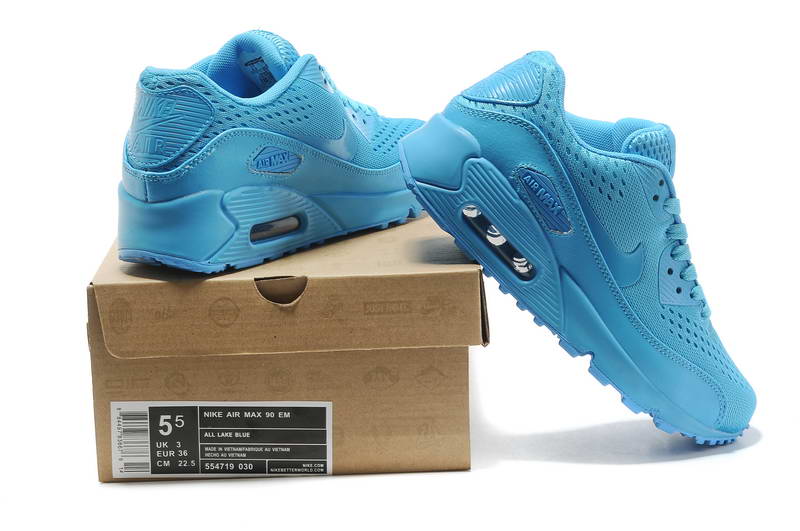 Air Max 90 Chaussures Femmes PRM EM tissage camoufler tout bleu (1)